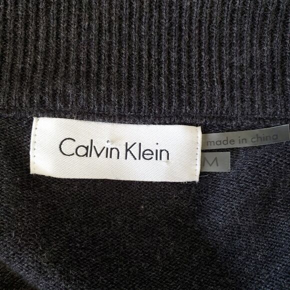 Calvin Klein Cardigan Womens Size Medium Rhinestone Cropped Charcoal Gray Shrug - Picture 8 of 9